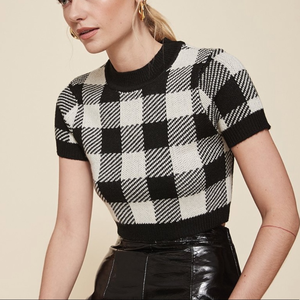 LPA Floyd Black & Ivory Cropped Sweater SZ S